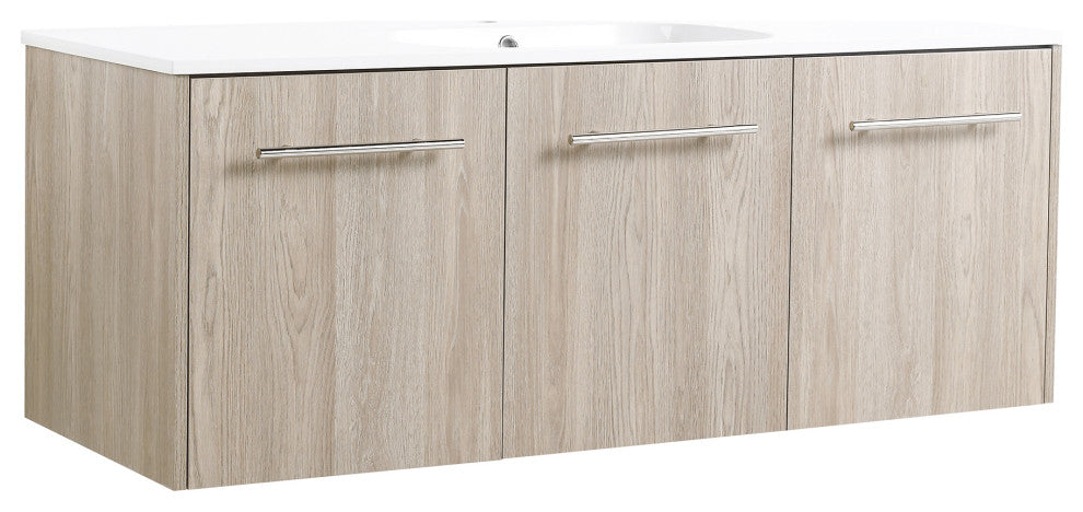 48" Plywood Wall Mounted Bath Vanity Set, Integrated Resin Sink