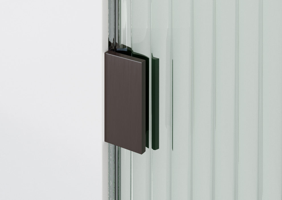 30"x78" Frameless Shower Door, Single Fixed Panel Fluted Radius, Oil Rubbed Bronze, 30" Left