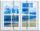 "Closed Window to Blue Seascape" Oversized Metal Wall Art, 3 Panels, 36"x28"