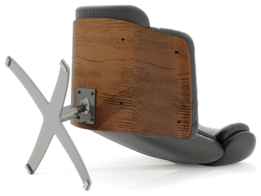 Jovan 31.5" Genuine Leather Adjustable Recliner Lounge Chair, Shadow Gray