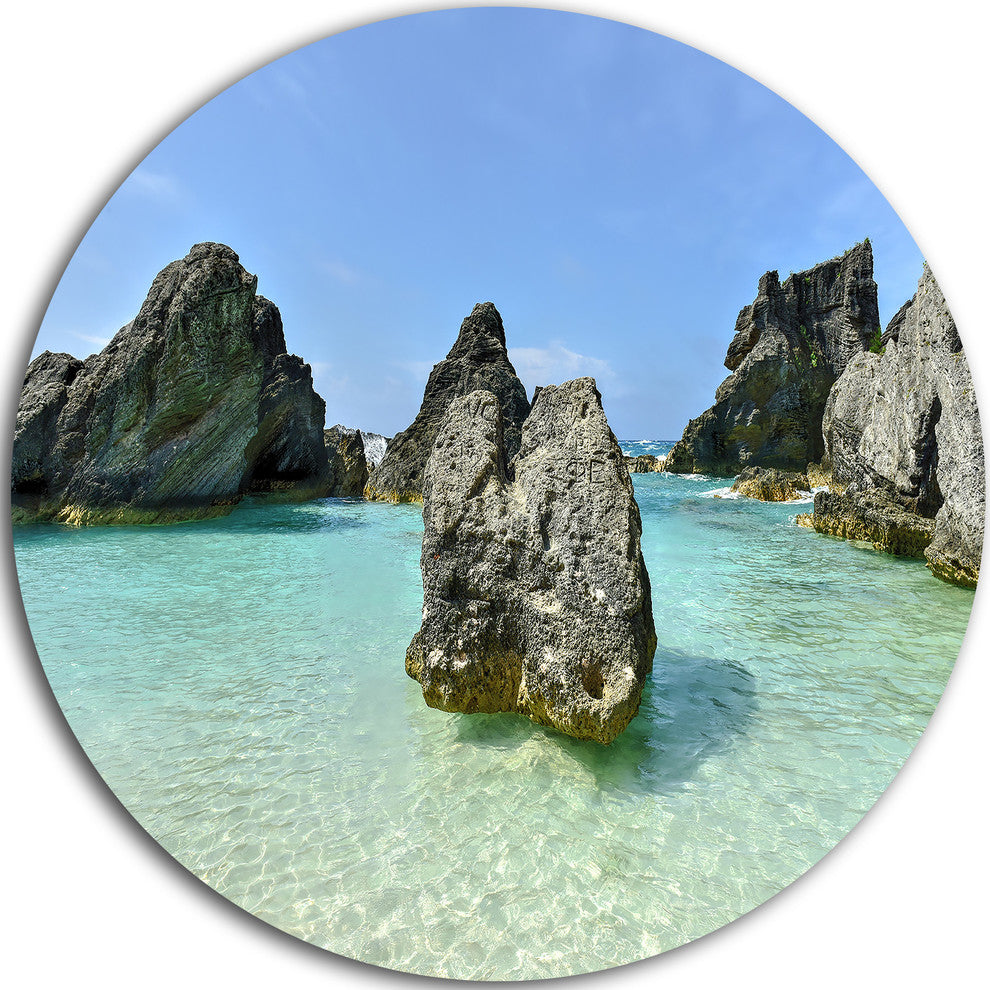 Horseshoe Bay Cove Bermuda, Beach Round Wall Art, 11"