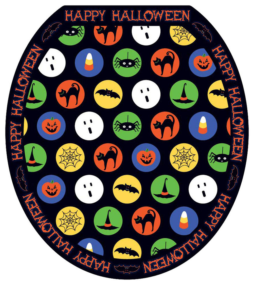 Boo-ka-dots Toilet Tattoos Seat Cover, Vinyl Lid Decal, Halloween Decor, Round