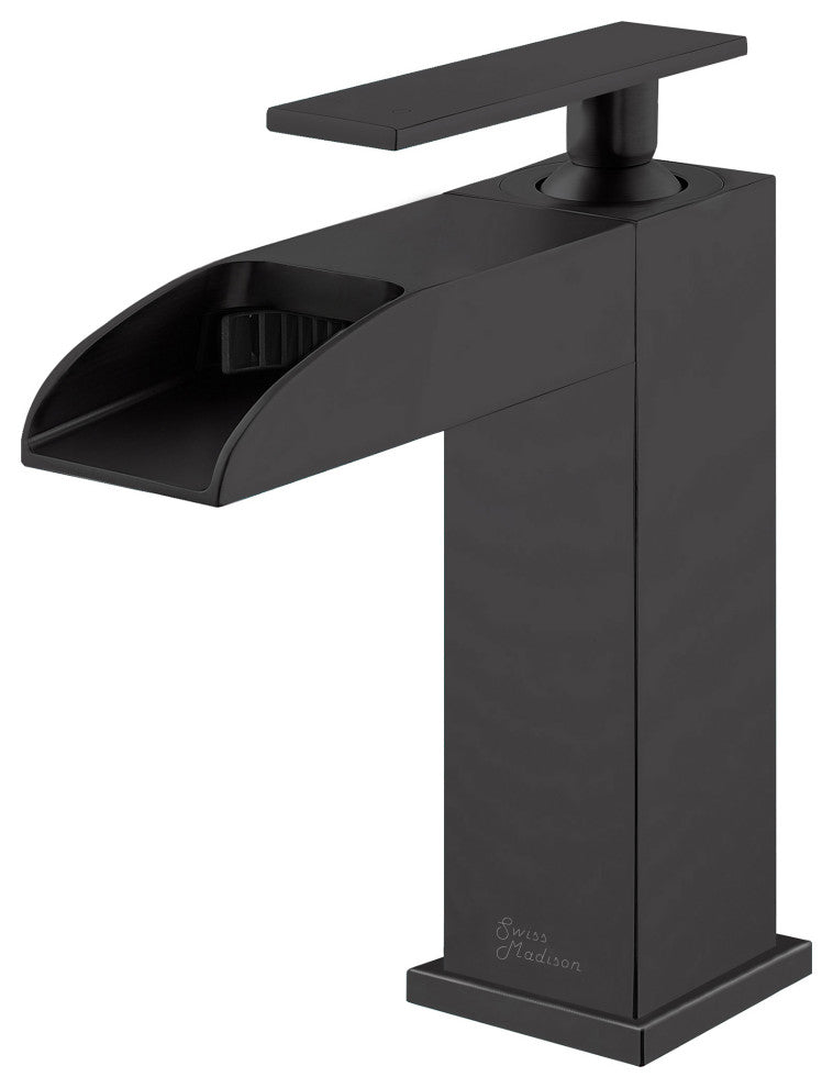 Concorde Single Hole, Waterfall Bathroom Faucet, Matte Black