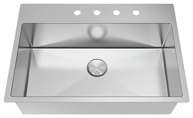 Transolid Diamond Stainless Steel 32-in Dual Mount Kitchen Sink, Stainless