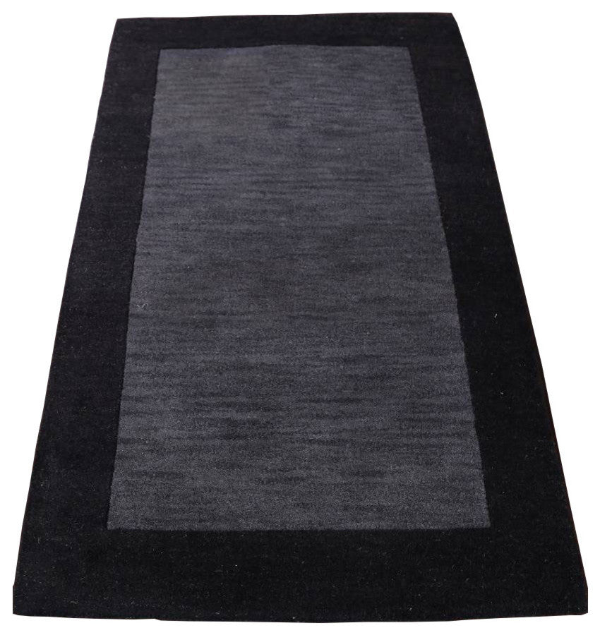 Oushak Oriental Area Rug Hand Tufted Solid, Charcoal, 3x5''