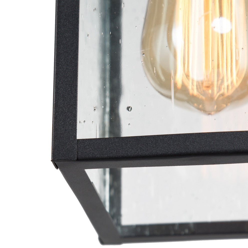 LNC Transitional 1-Light Black Square Outdoor Lighting, Single Pendant