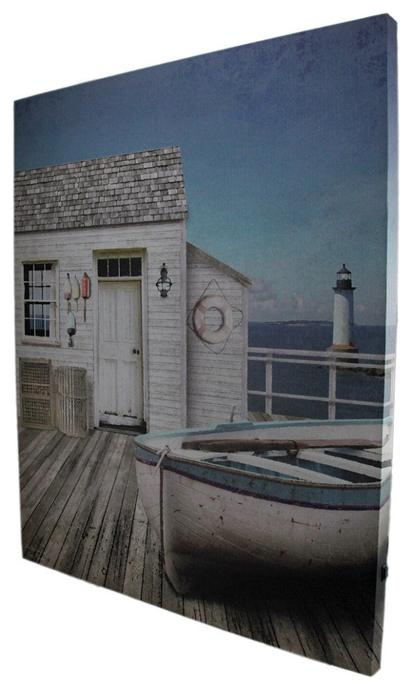 The Dockhouse LED Lighted Coastal Canvas Print 24 X 20 Inch