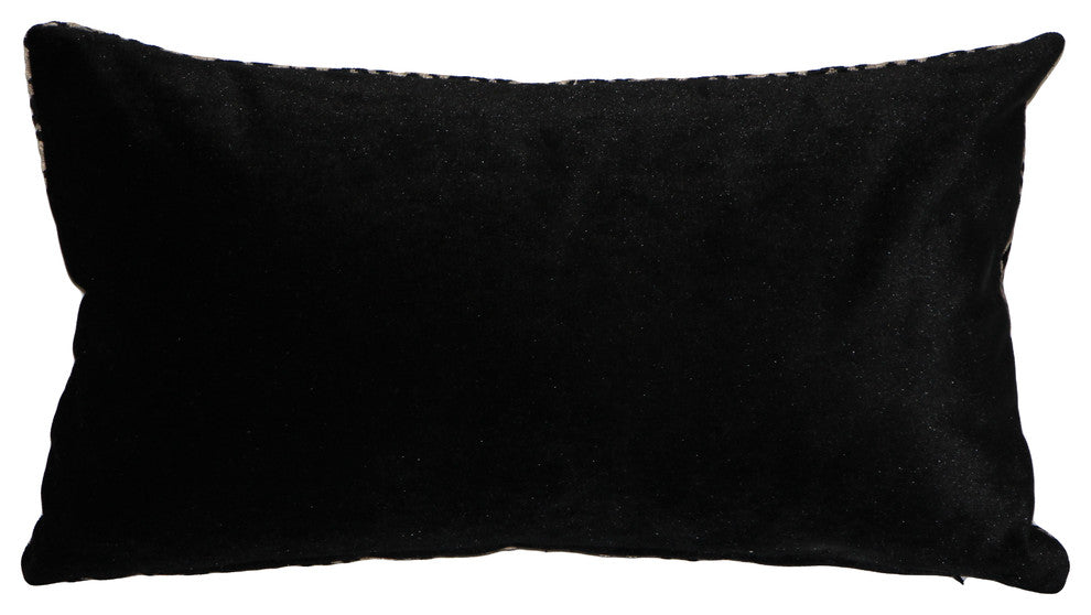 Velvet Geometric Pattern Decorative Throw Pillow, Jager Black Diamond, 12"x20"