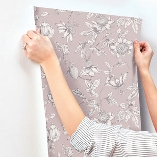 Passion Flower Toile Orchid Wallpaper
