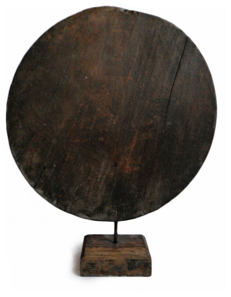 Consigned India Wood Wheel on Stand