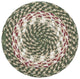 Green/Burgundy Round Trivet, 8"x8"