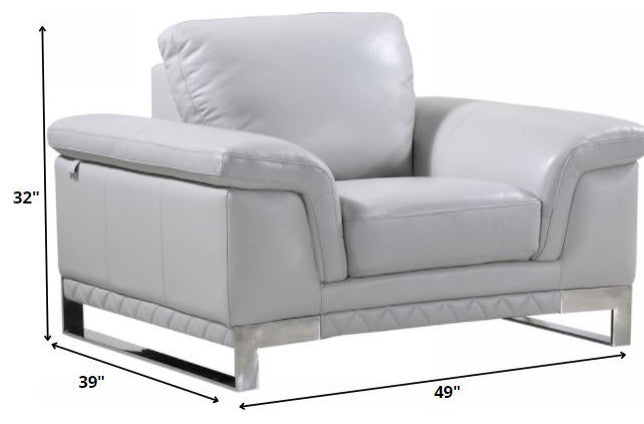 96" Lovely Light Gray Leather Sofa Set