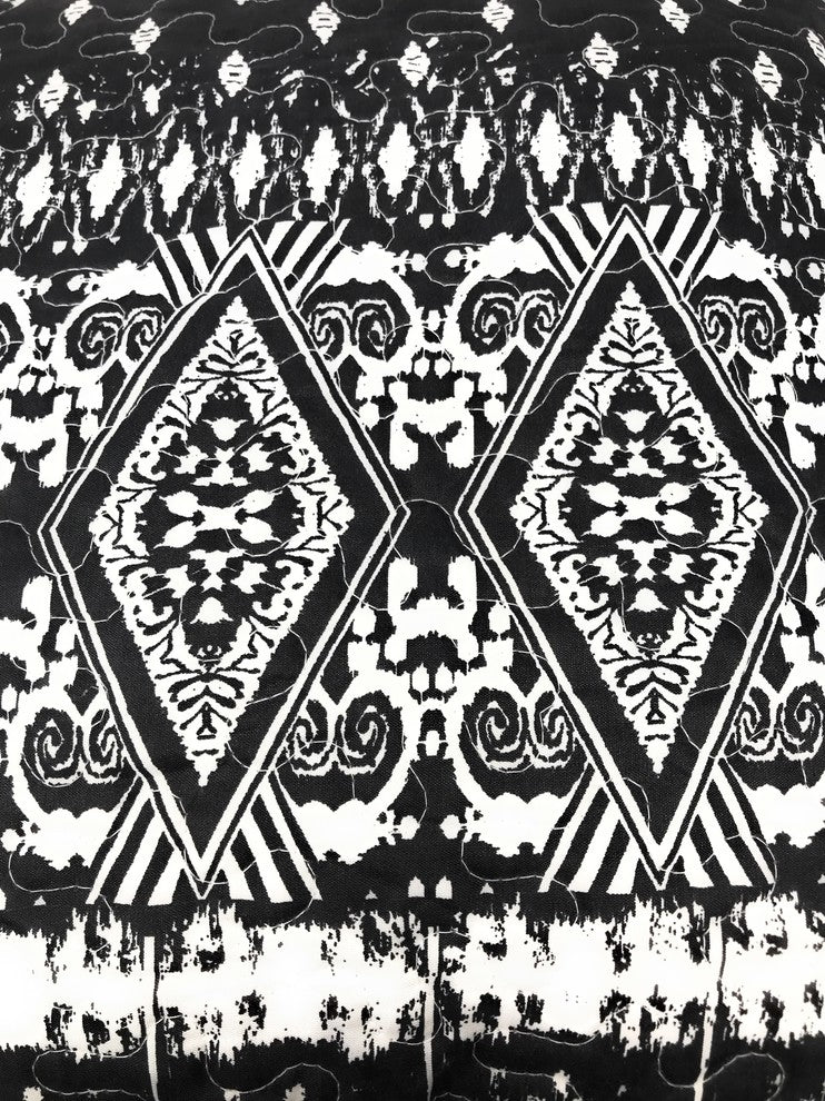 Set of Two Aztec Black and White Diamond Accent Square Cushion Covers 18" 2-PCS
