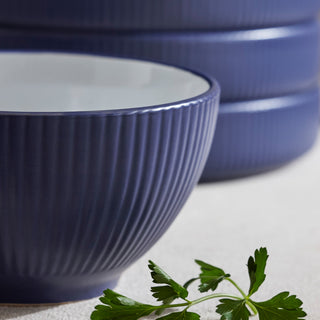 Christian Siriano Larosso Stoneware 24 Piece Dinnerware Set, Dark Blue