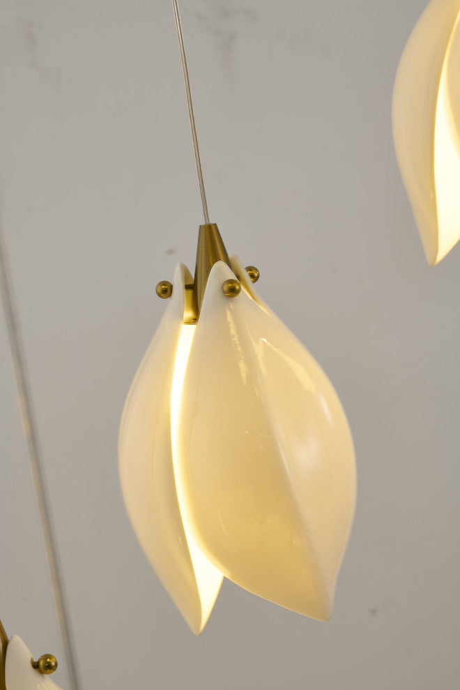 12-Light Bronze Single Pendant With A Cream Ceramic Flower