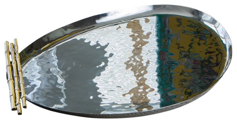 Nickel and Bamboo Oblong Tray, Gold