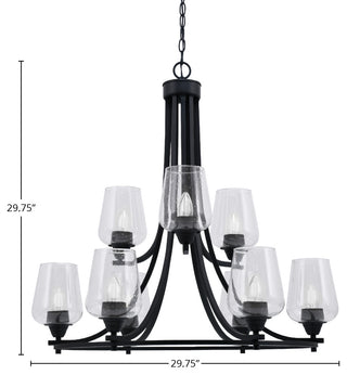 Paramount 9-Light Chandelier, Matte Black, 5" Clear Bubble Glass
