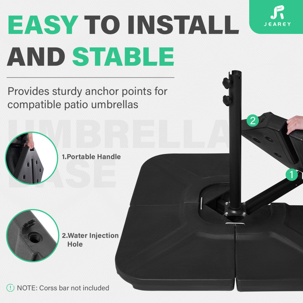 JEAREY 4-Pieces Cantilever Umbrella Base Stand, Black