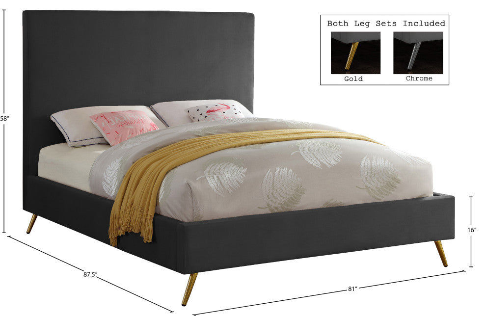 Jasmine Velvet Bed, Gray, King