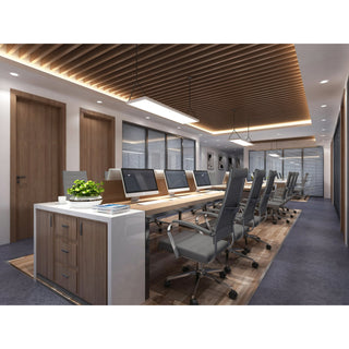 Ergonomic High Back Swivel Boss Ribbed PU Leather Office Chair Modern, Gray