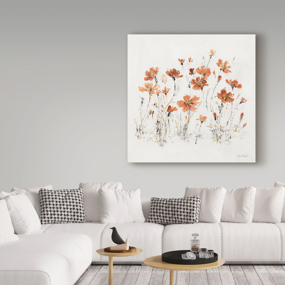 Lisa Audit 'Wildflowers Iii Orange On White' Canvas Art, 18"x18"