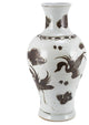 Rusty Brown Vase Crane Motif