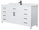66"SGL Bathroom Vanity, White, White Cult. Marble Countertop, Sink, Black Trim