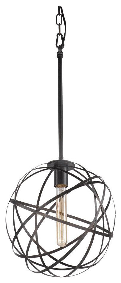 Matteo Lighting Atom Collection Traditional Pendant, Black Finish
