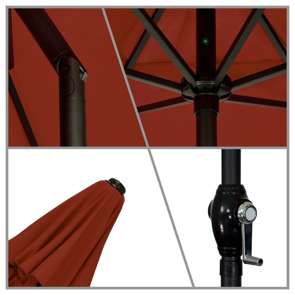 Astella 9' Round Outdoor Patio Umbrella With Push Tilt, Polyester Brick