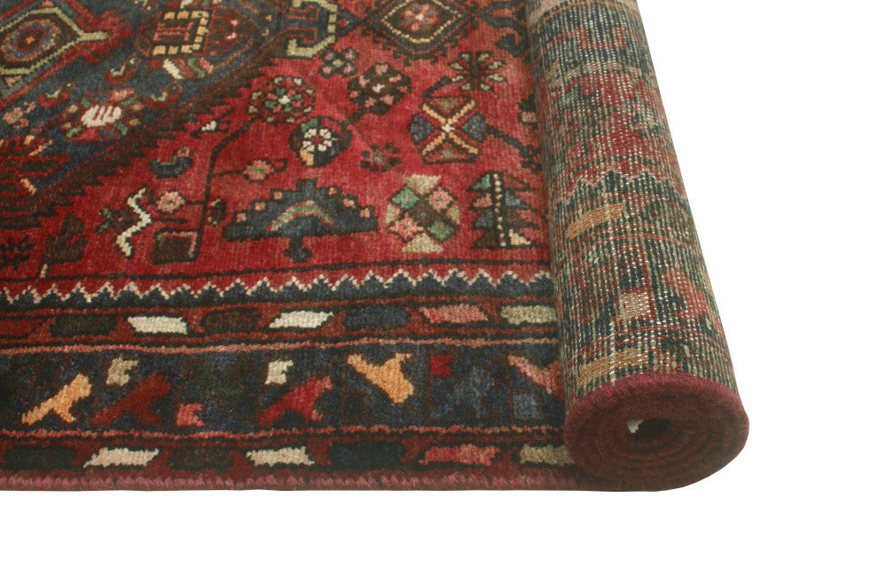 Fine Vintage Distressed Adofo Red/Charcoal Runner, 3'2 x 9'11