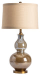 33"H Gold Glass Table Lamps With Ivory Tapered Drum Shade