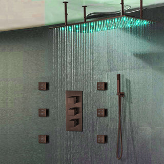 Martinique 20"X40" Large Oil Rubbed Bronze Solid Brass LED Rain Shower Head