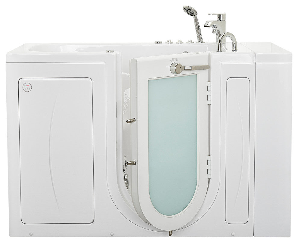 Ella Capri 30"x52" Air+Hydro Massage Walk-In Bathtub, Outward Swing Door, Faucet