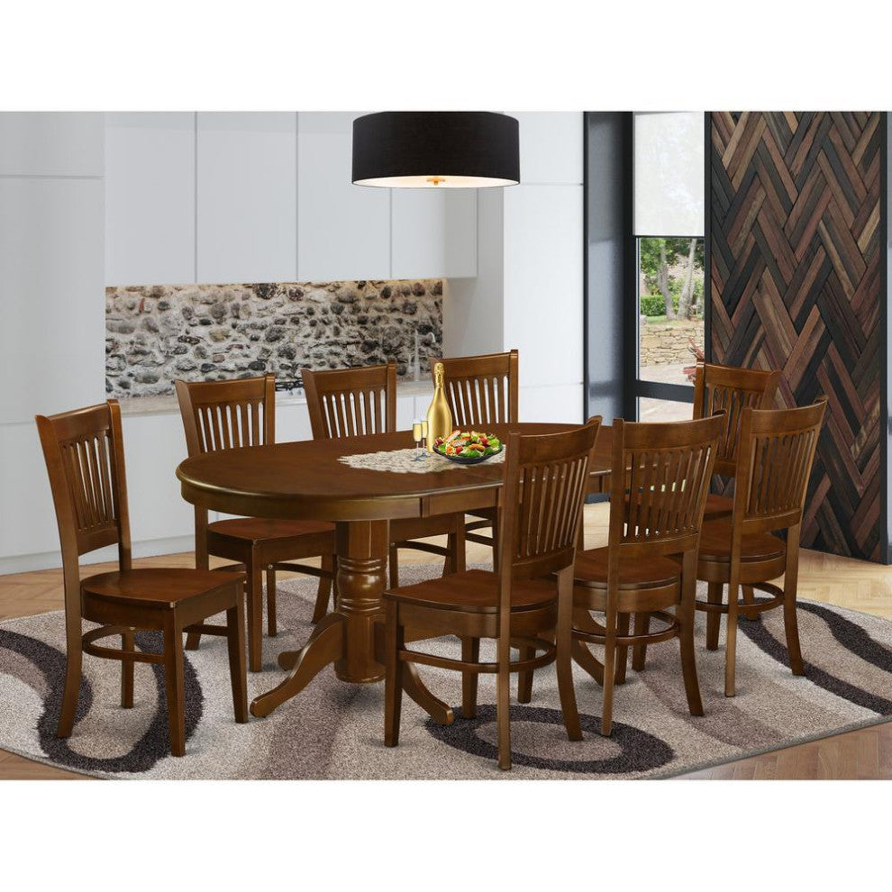 9 Pc Dining room set for 8 Dining Table with Leaf and 8 Kitchen...