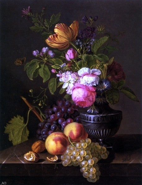 Jean-Baptiste Desprest Still Life With Flowers Peaches and Grapes Wall Decal