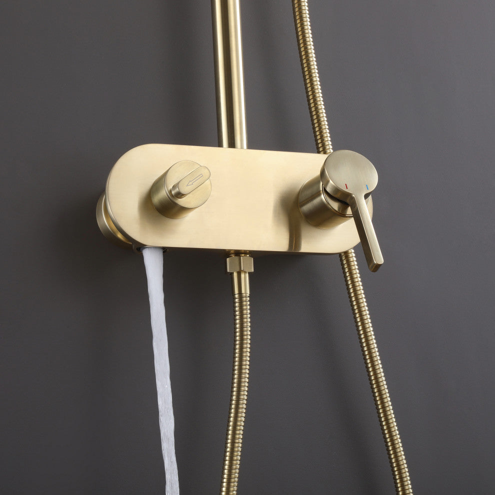 Luxury 3-Function Complete Shower System With Tub Faucet And Rough-In Valve, Bru