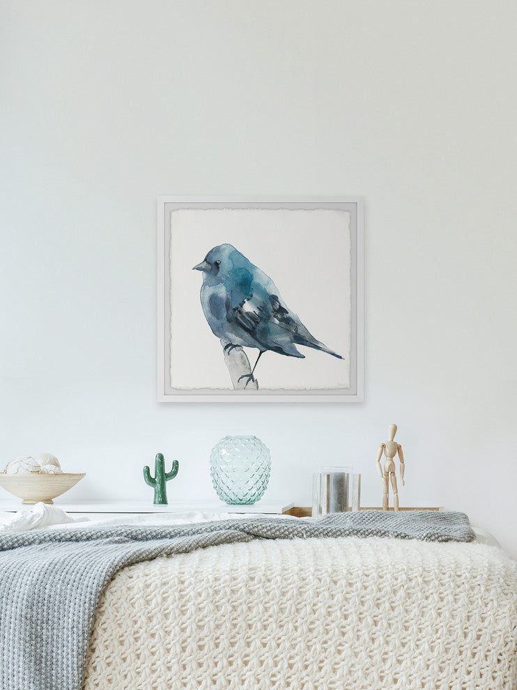 "Chubby Blue Bird" Framed Painting Print, 24"x24"