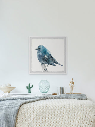 "Chubby Blue Bird" Framed Painting Print, 24"x24"