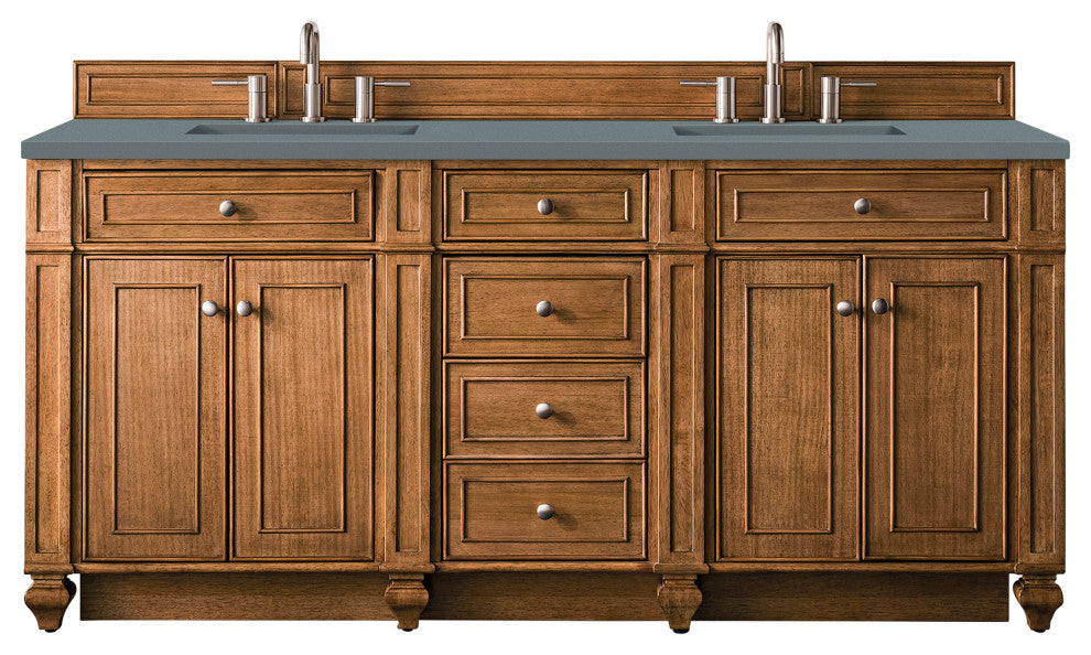 James Martin 157-V72-SBR-3CBL Bristol 72" Double Vanity Saddle Brown Quartz Top