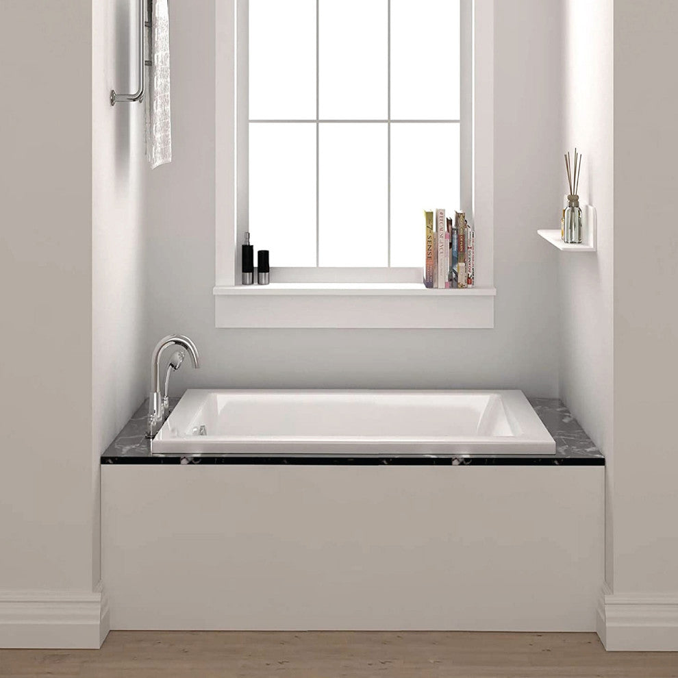 Drop-In White Soaking Bathtub, Fiberglass Acrylic, 48"l X 32"w X 19"h