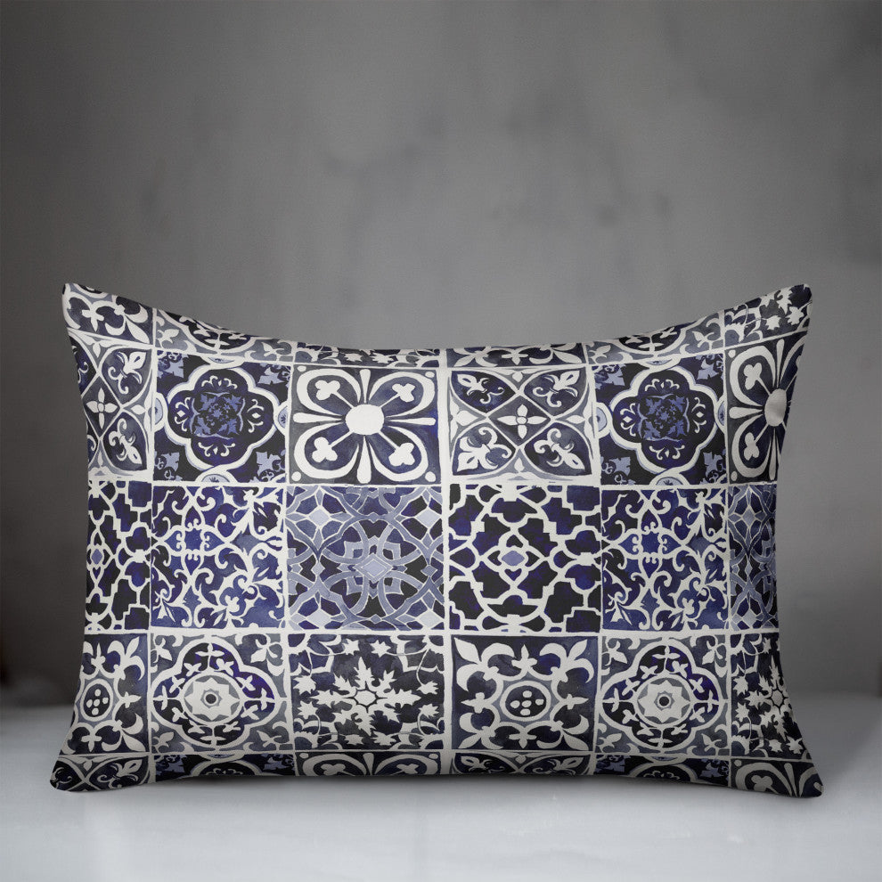 Blue Tiles Pattern 14x20 Spun Poly Pillow