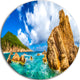 Costa Paradiso Close View, Seashore Photo Disc Metal Artwork, 38"