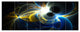 Glowing Blue Yellow Plasma, Abstract Wall Art Canvas, 70"x28", 6 Panels