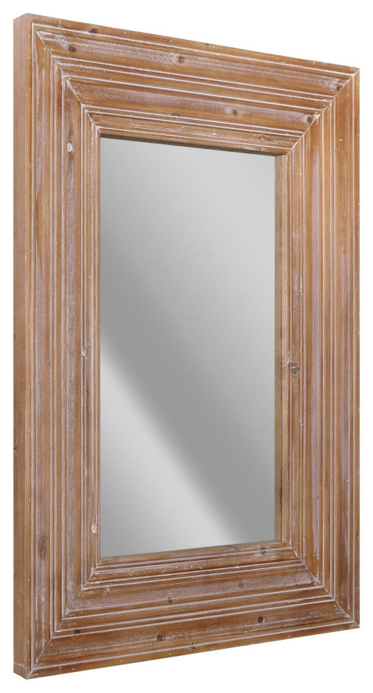 Head West Natural Whitewash Wood Farmhouse Wall Accent Mirror - 30" x 40"
