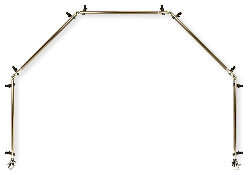 Giles 13/16" 5-Sided Bay Window Curtain Rod, Antique Brass
