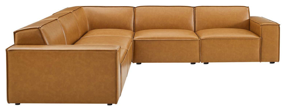 Restore 5-Piece Vegan Leather Sectional Sofa Tan
