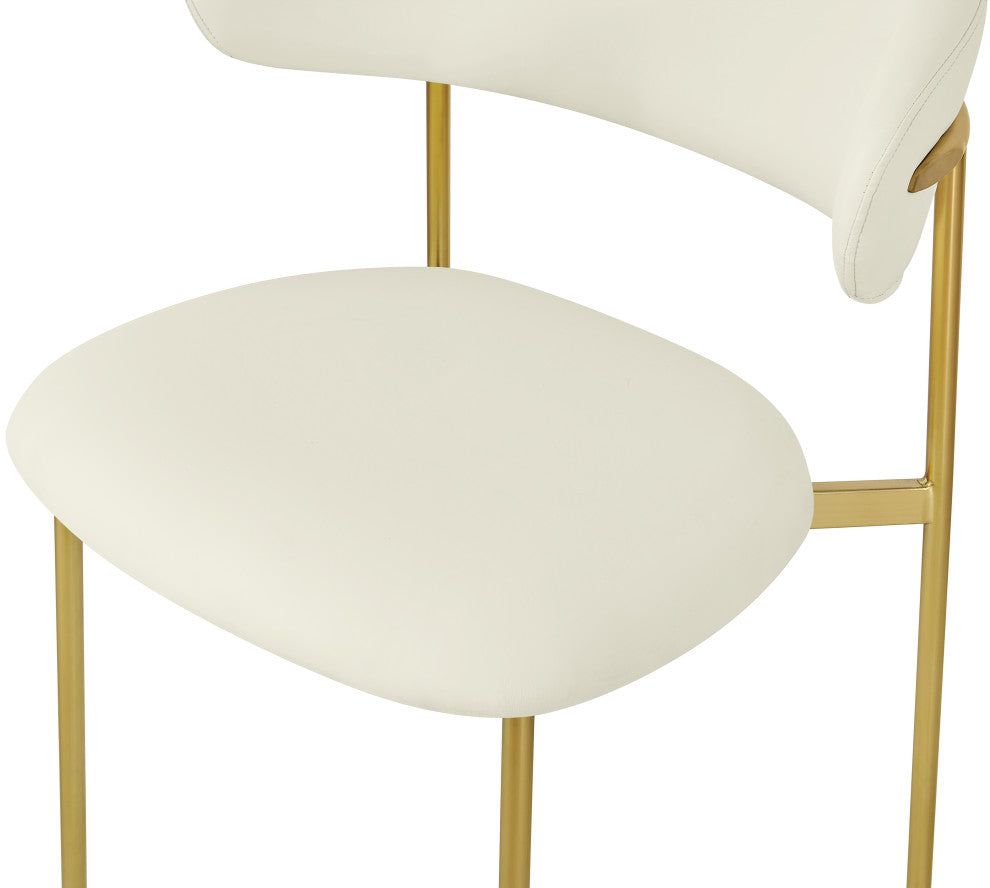 Lupita Vegan Leather Dining Chair, Set of 2, Cream, Brushed Gold Finish
