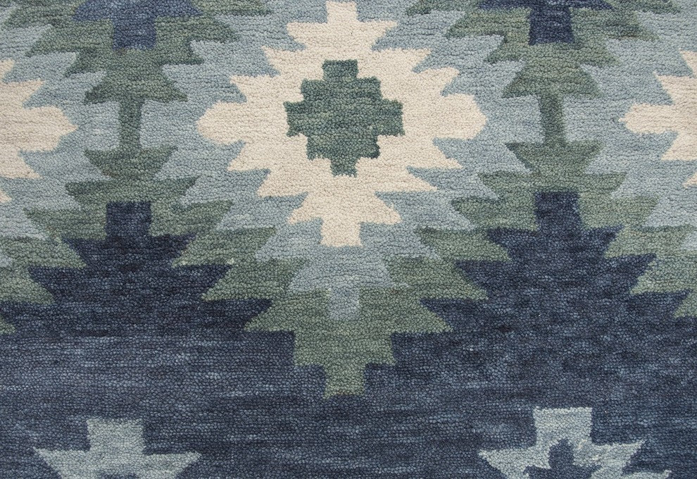 Rizzy Home Leone LO9997 Blue Southwestern Motifs Area Rug, Rectangular 5'x8'
