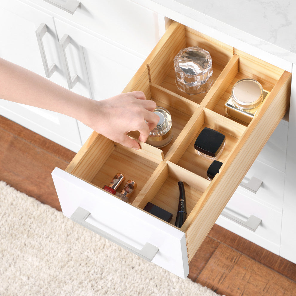 OVE Decors Athea 36" Vanity, Black Hardware, Power Bar, White