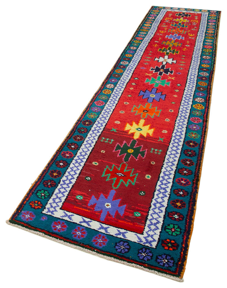 Rug N Carpet - Handmade Oriental 2' 11" x 12' 2" Tribal Runner Rug